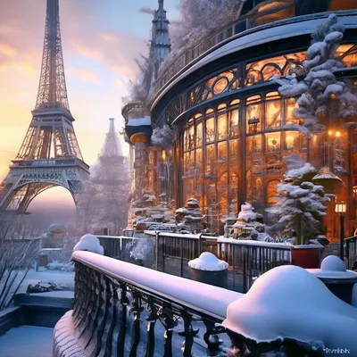 Зимний Париж пейзаж» — создано в Шедевруме